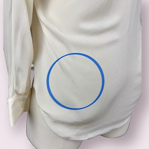 VINCE Cream Split Neck Long Sleeve Popover Blouse | NO SIZE TAG (see measurement - Picture 5 of 7